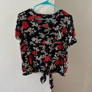Madewell novel tie-front floral top